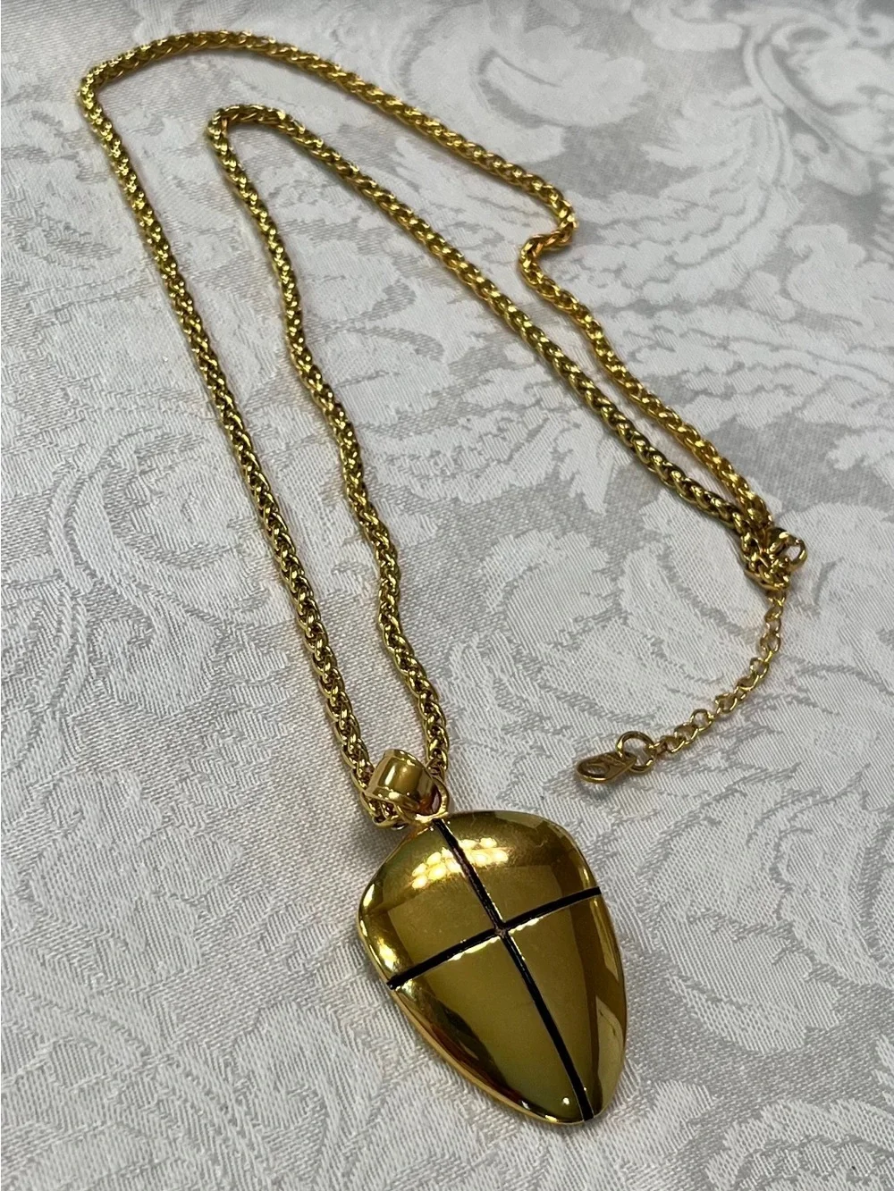 Faith Heart Gold Shield and Cross Pendant with 18k Gold Plated Chain